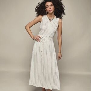 Metallic Stripe Wrap Dress